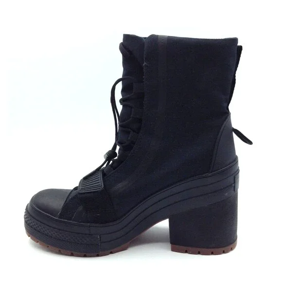 Converse Chuck 70 De Luxe Boots Wn 7.5 Black Platform Combat High Top Goth Shoes - Picture 9 of 15